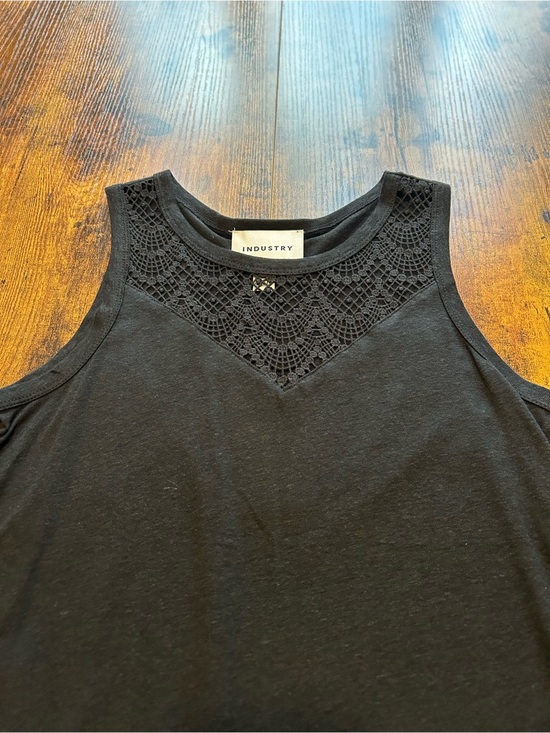 INDUSTRY Tops - Women's Black Crochet Yoke Tank Top